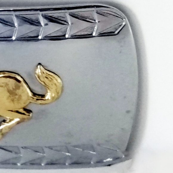 Western Style Silver & Gold Tone Bucking Bronco Belt Buckle - Picture 5 of 6